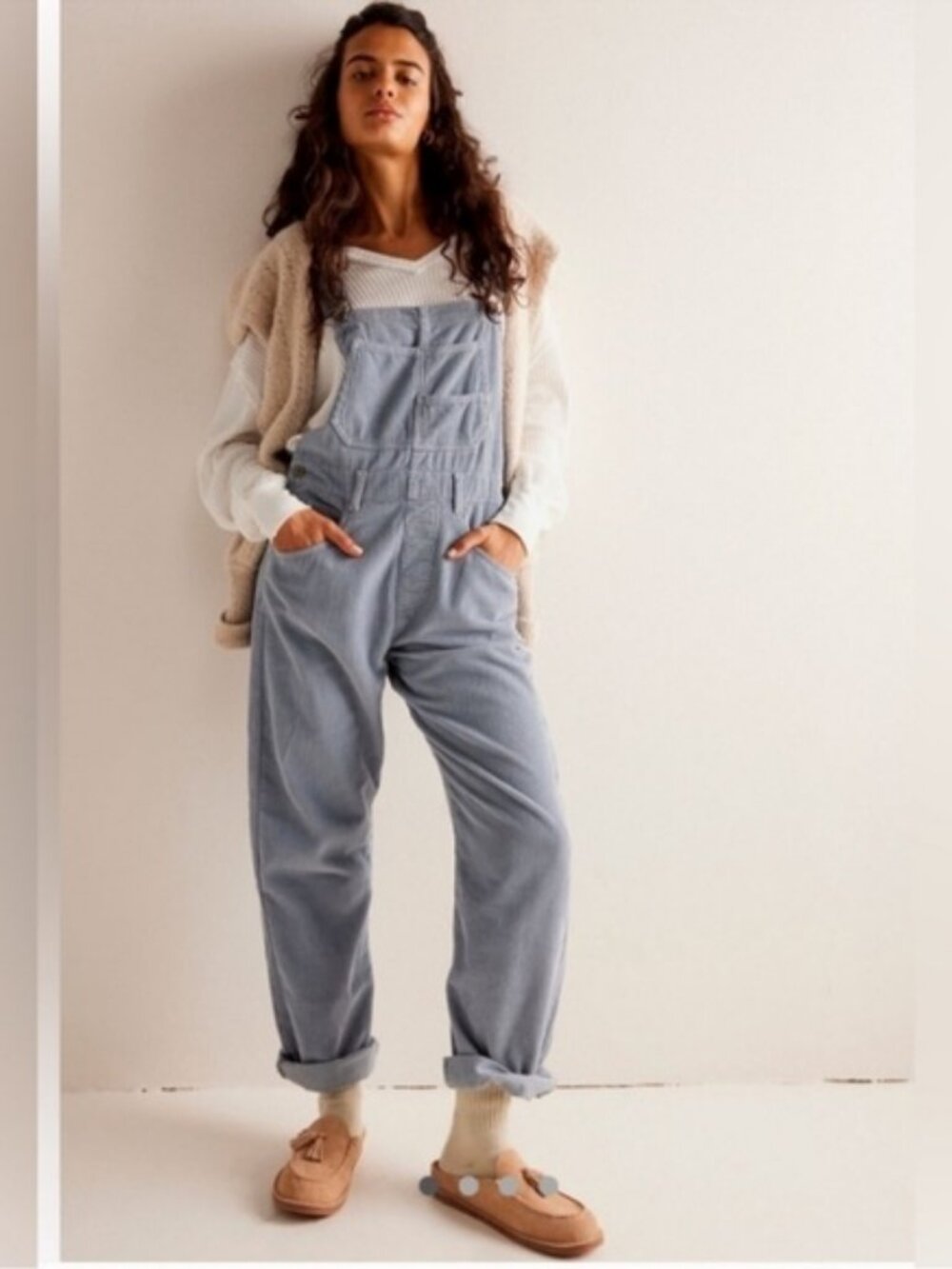 We The Free Ziggy Corduroy Overall Bibbs Autumn Sky Size L